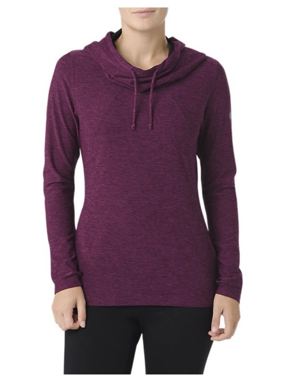 ASICS Cowl Neck Hoodie Pullover Heathered Purple Medium Like New